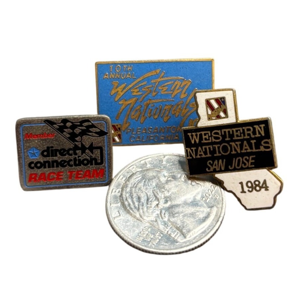 4 Vintage Hot Rods Racing Pins River Rats Direct Connection Western Nationals